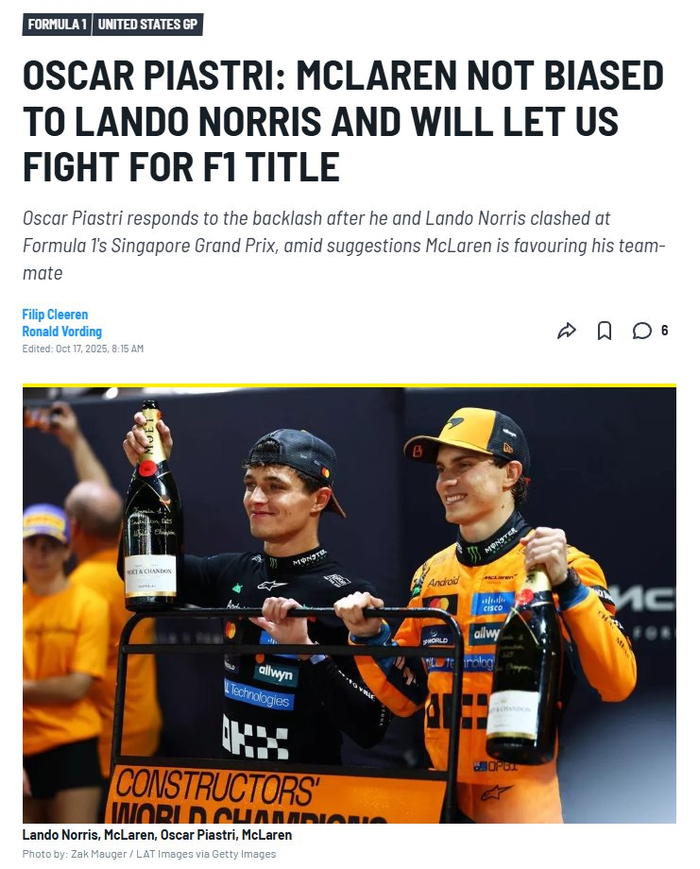 包含威廉姆斯逆转迈凯伦,皮亚斯特里扛起全队的词条 包含威廉姆斯逆转迈凯伦,皮亚斯特里扛起全队的词条